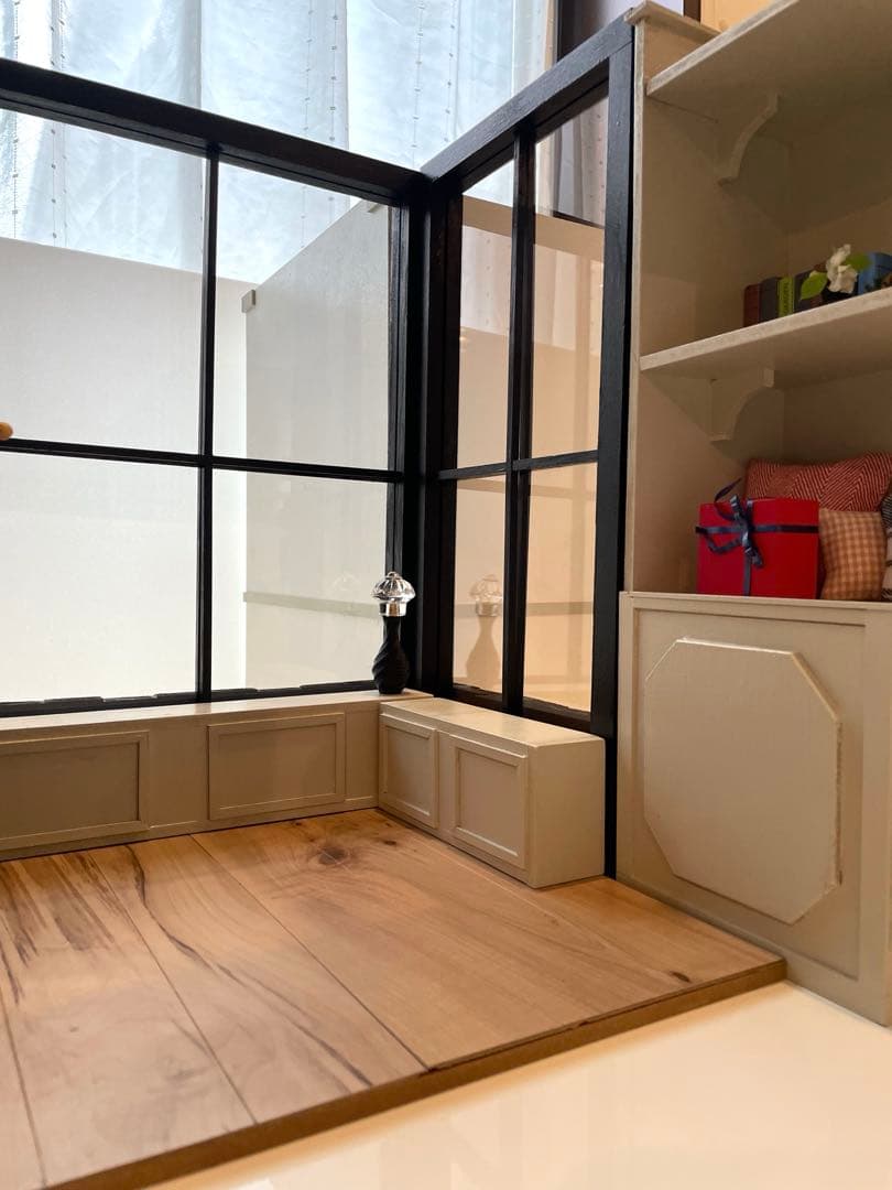 ドールハウス　撮影背景ボード　ハンドメイド☆ ルーム＆チェア＆シェルフ家具