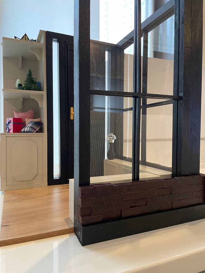 ドールハウス　撮影背景ボード　ハンドメイド☆ ルーム＆チェア＆シェルフ家具