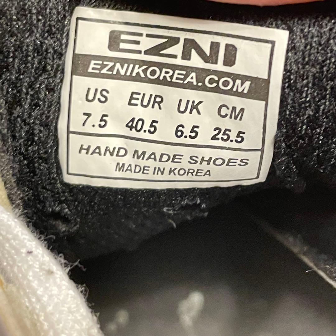 EZNI 自転車シューズ ホワイト ベルクロ 25.5 ハンドメイド 美品 競輪