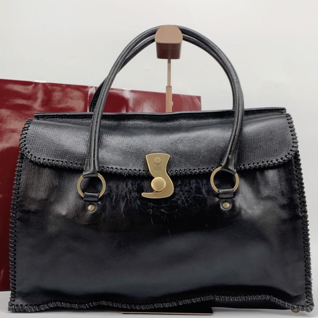 グッチ ビジネス ブリーフケース ゴールド金具 本革 ユニセックス