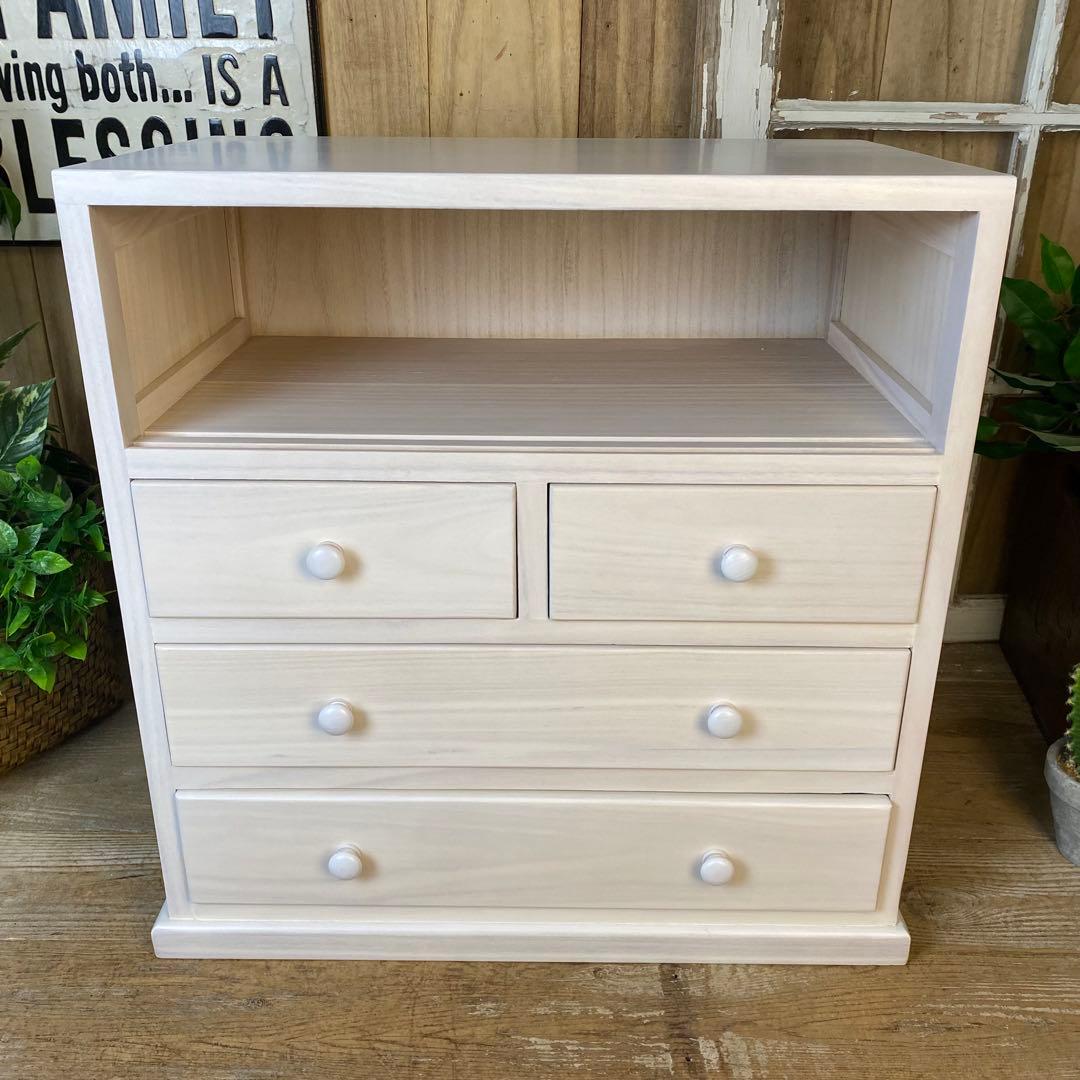 大幅値下げセール中！木製多引き出し桐チェストタンスAホワイト56㎝×58