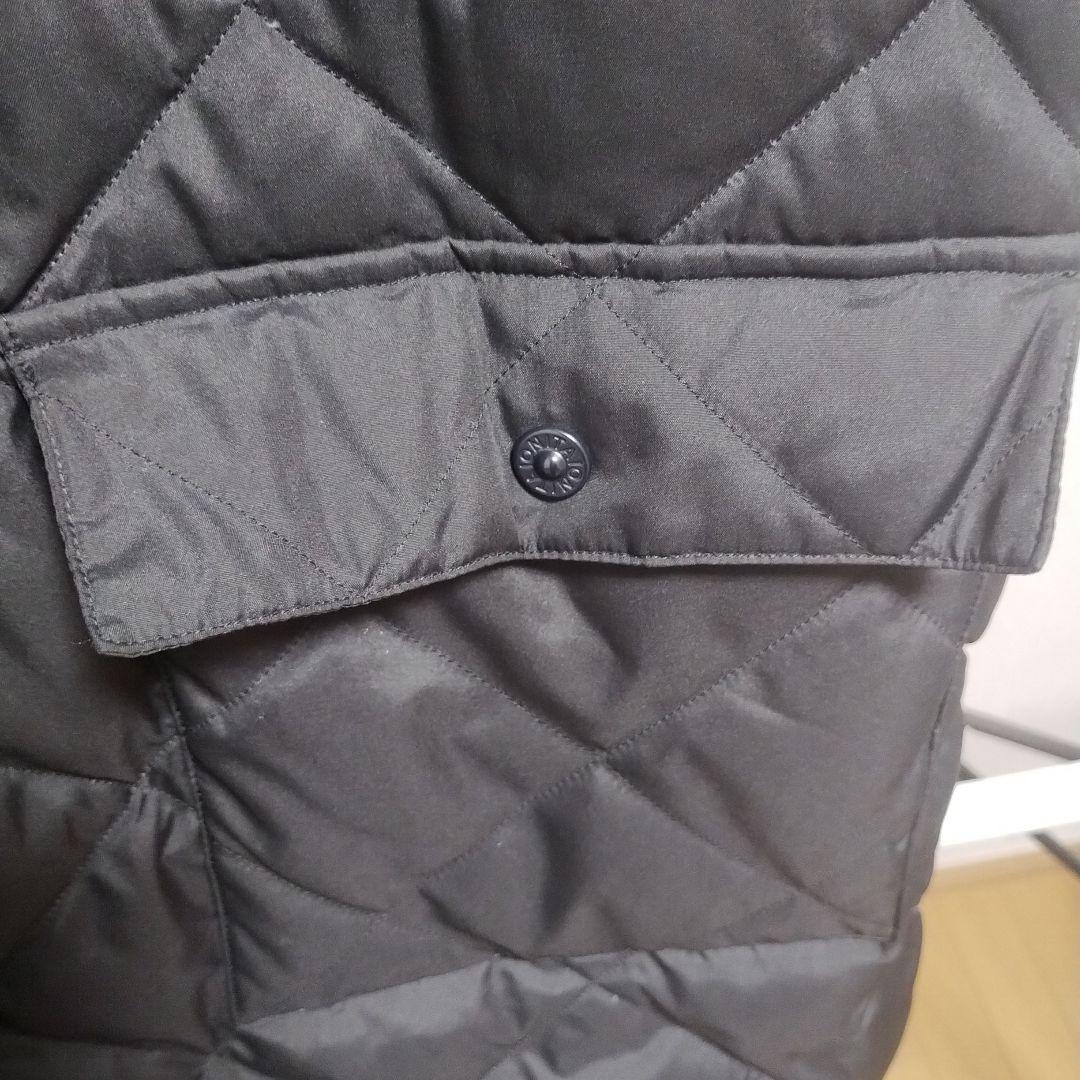 TAION パイピングバイカラーロングダウンコート　Lサイズ BLACK