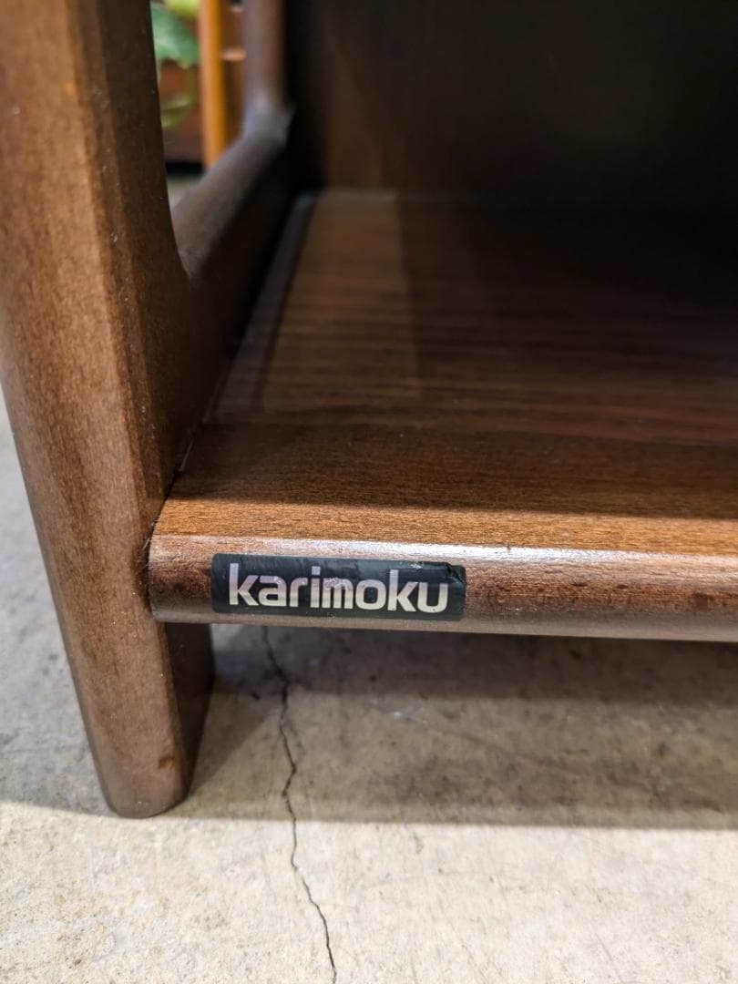 【美品】カリモク ミニサイドボード 電話台 FAX台 木製 収納家具 サイド収納