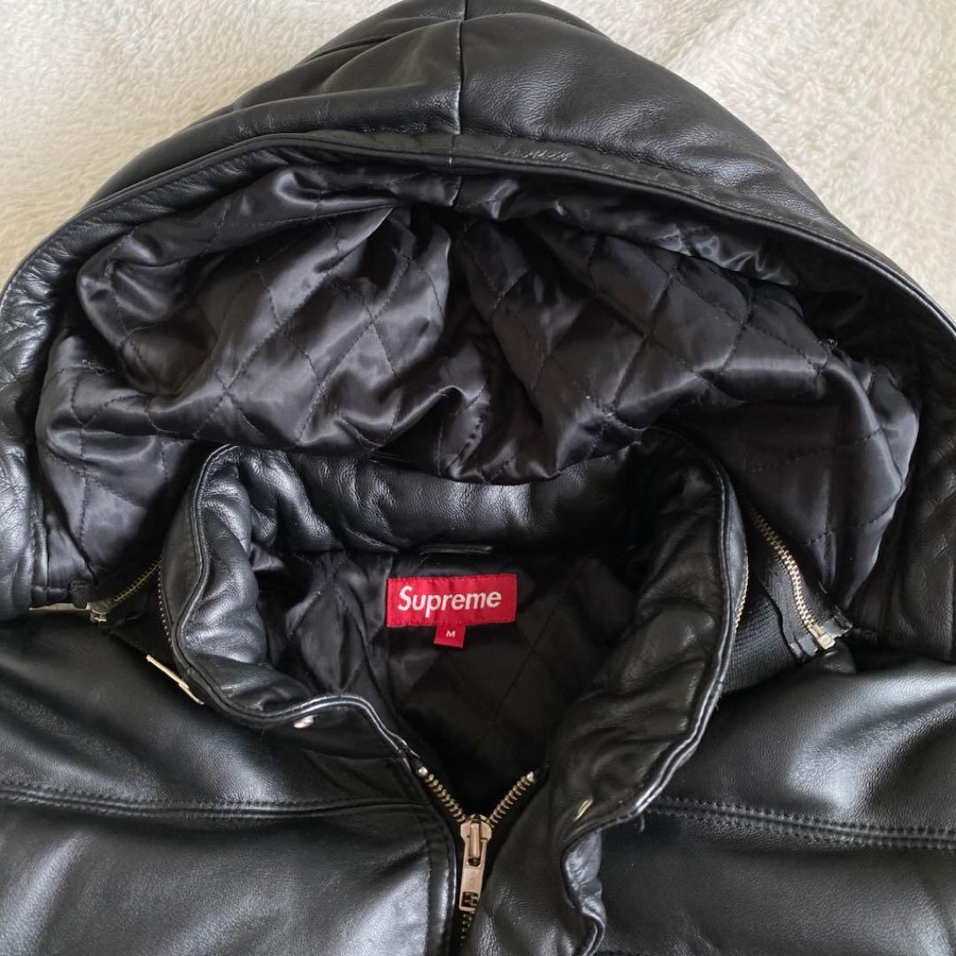 【希少】supreme レザーダウンジャケット　2way ブラック　M 本革