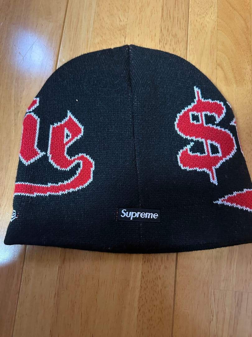 SupremexNewEraAccentBeanie 24FW ブラックレッド