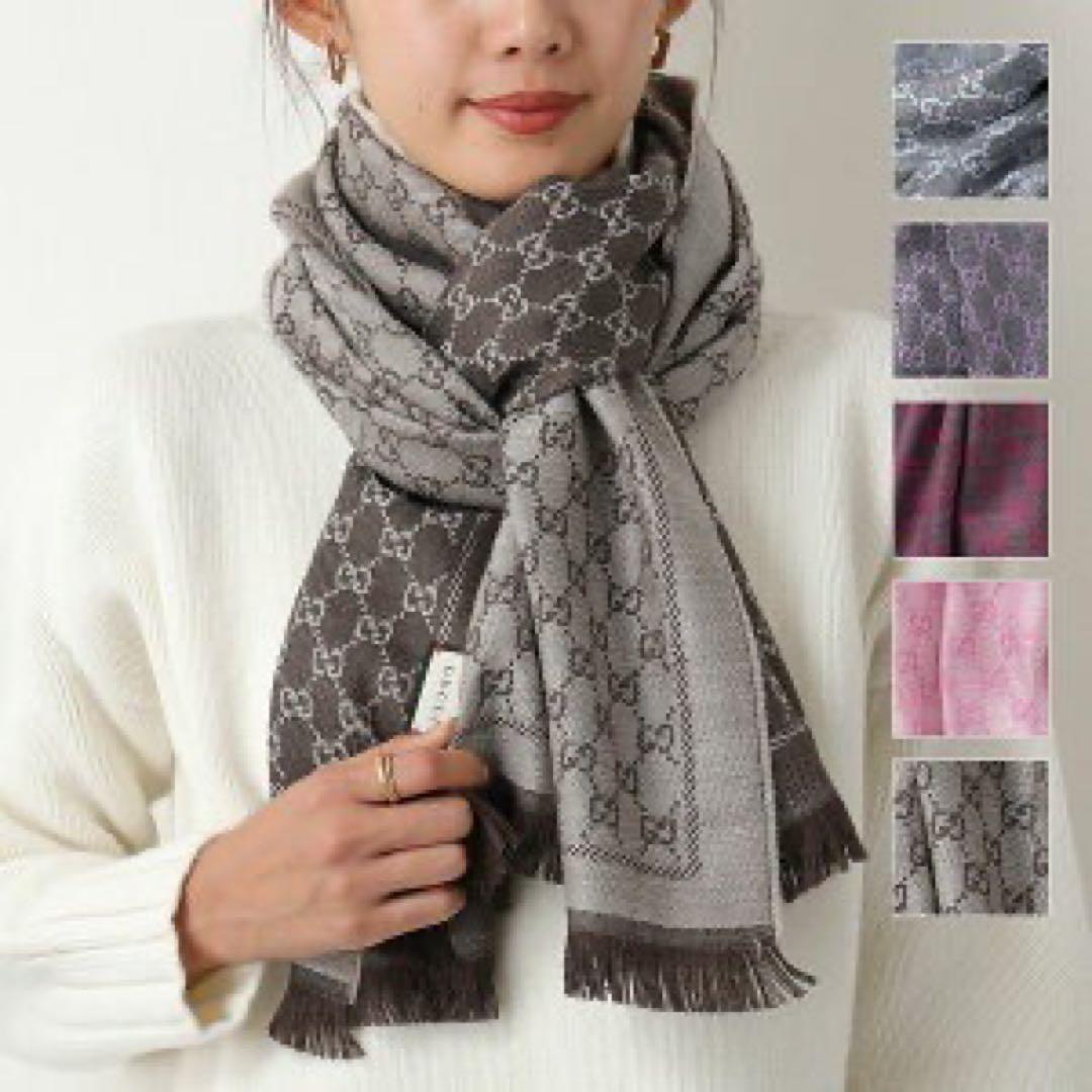 2025年購入大判新品✨GUCCIマフラー❗️箱紙袋セット❗️グッチマフラー