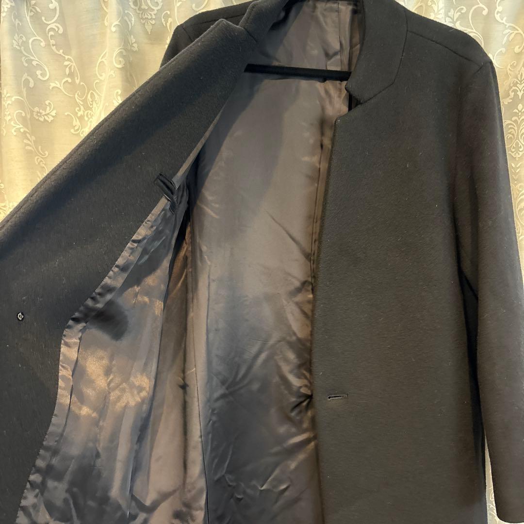 エトセンス ethosens コート ノーカラーコート ネイビー - ジャケット