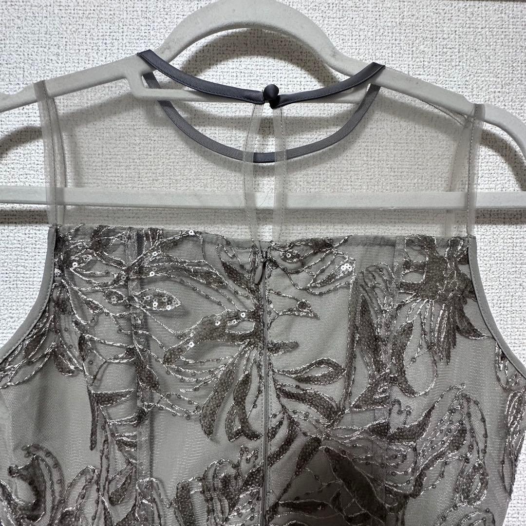 Leja チュールオフショルダー花柄Iライン 結婚式 お呼ばれ 刺繍 シアー