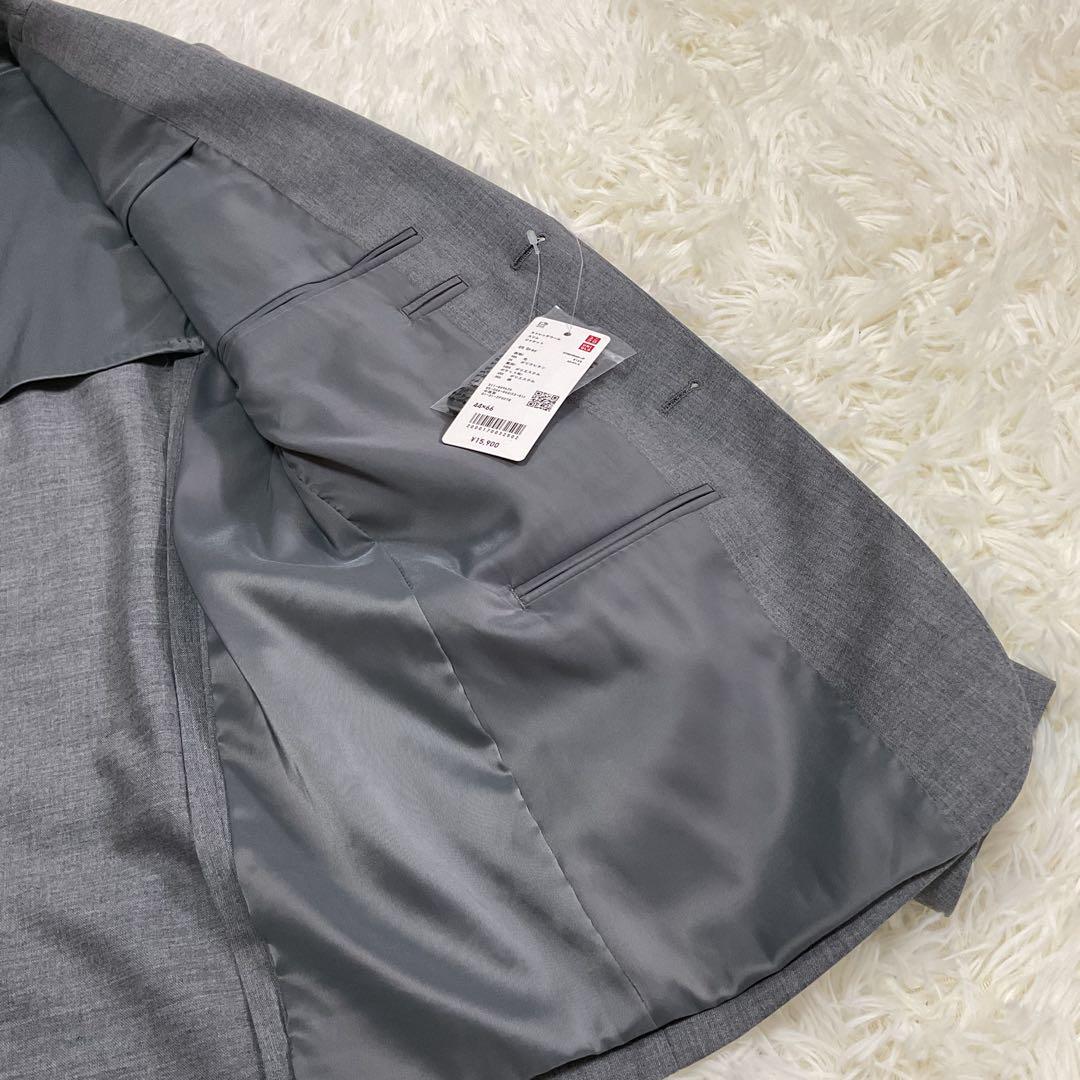 新品未使用♪UNIQLO ストレッチウールスリムジャケット グレー 44サイズ