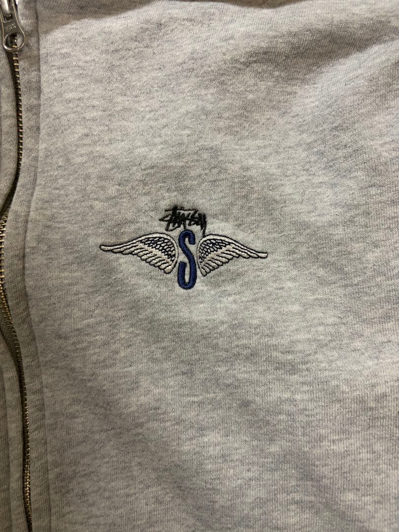 希少　Stussy ジップパーカー　ウイングロゴ　ウイングスカル　刺繍ロゴ