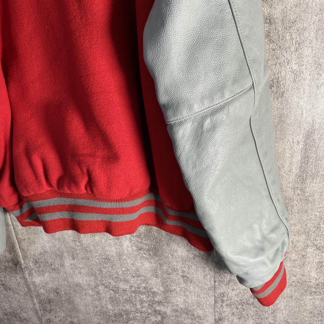 90s 本革レザースタジャン L相当 ウルトラマンカラー USAヴィンテージ