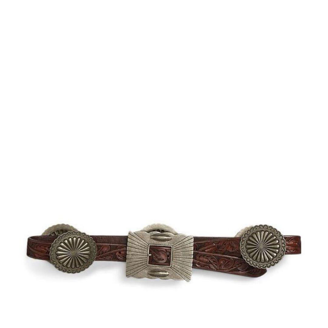 希少】RRL ハンドツールド カービング レザー ベルト コンチョ