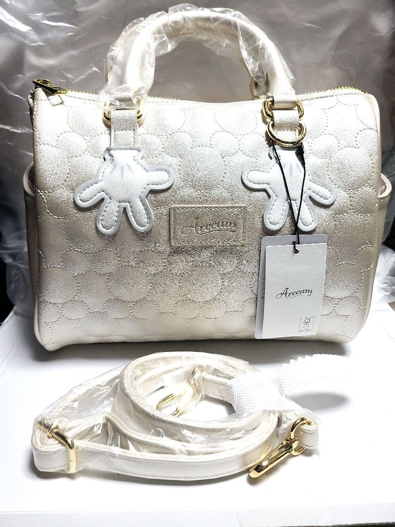 アリーム areeam ミッキー キルティング ミニボストンバッグ ホワイト