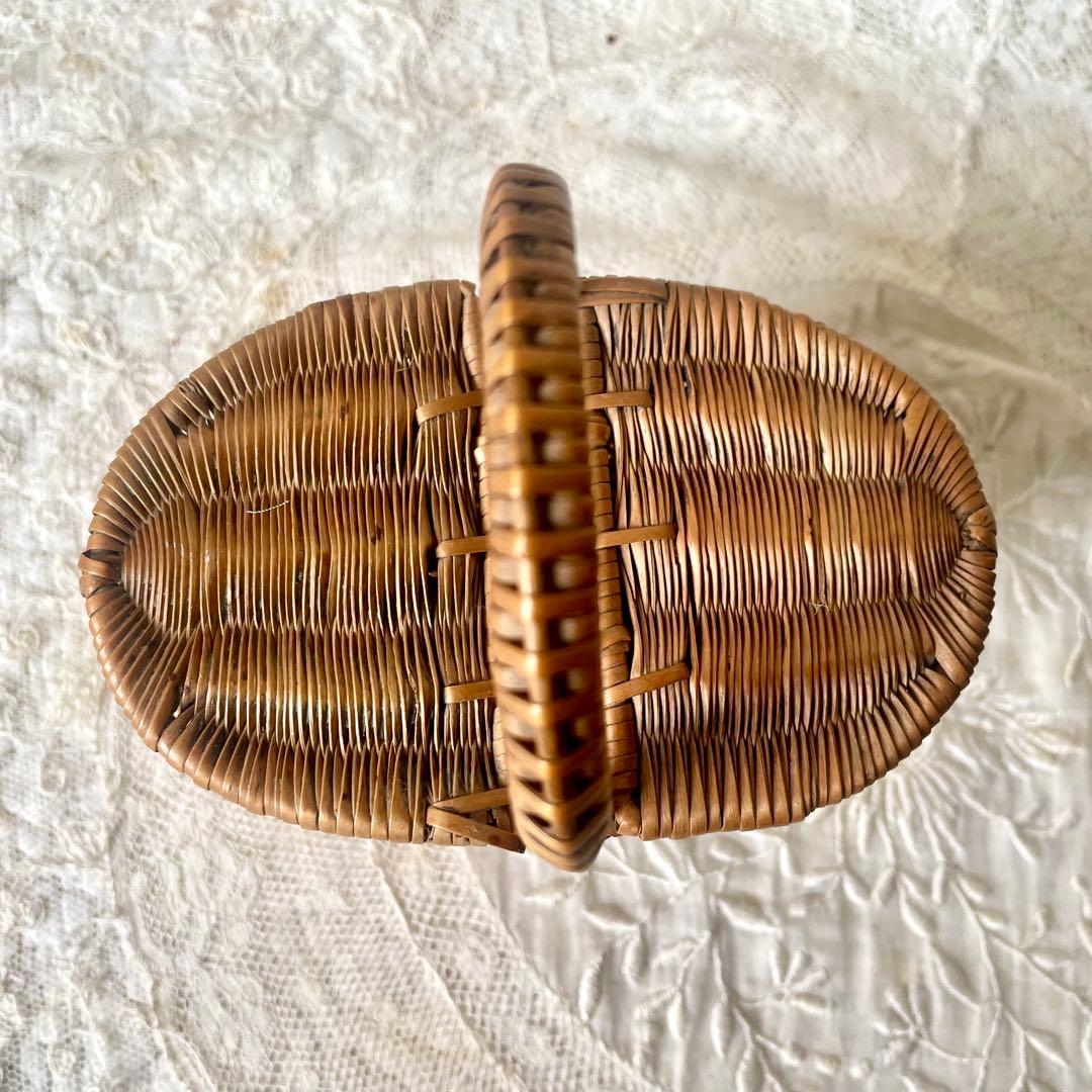 ドールパニエ（小）蓋付きバスケット フランスアンティーク かご　ミニ籠　人形用