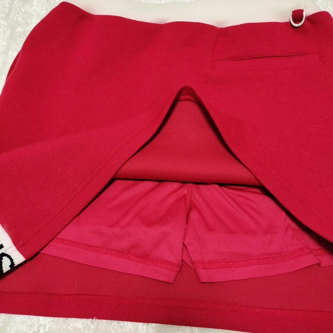 3点セット暖かいセットアップ+ダウンレッグウォーマー赤ゴルフウェア