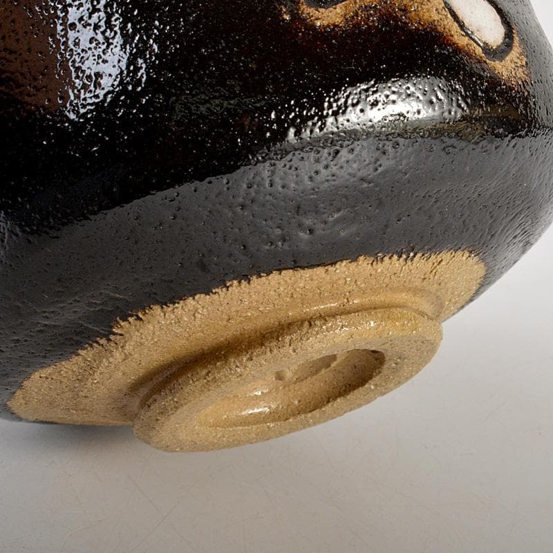 茶道具　木津喜楽造　六瓢文　黒楽茶碗　前大徳　柳生紹尚書付　共箱　V　6561