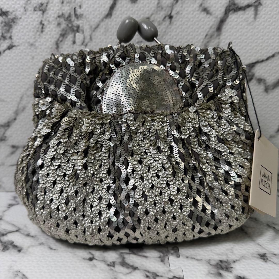 【未使用タグ付き】ジャマンピュエッシュ　パーティバッグ　スパンコール刺繍　がま口