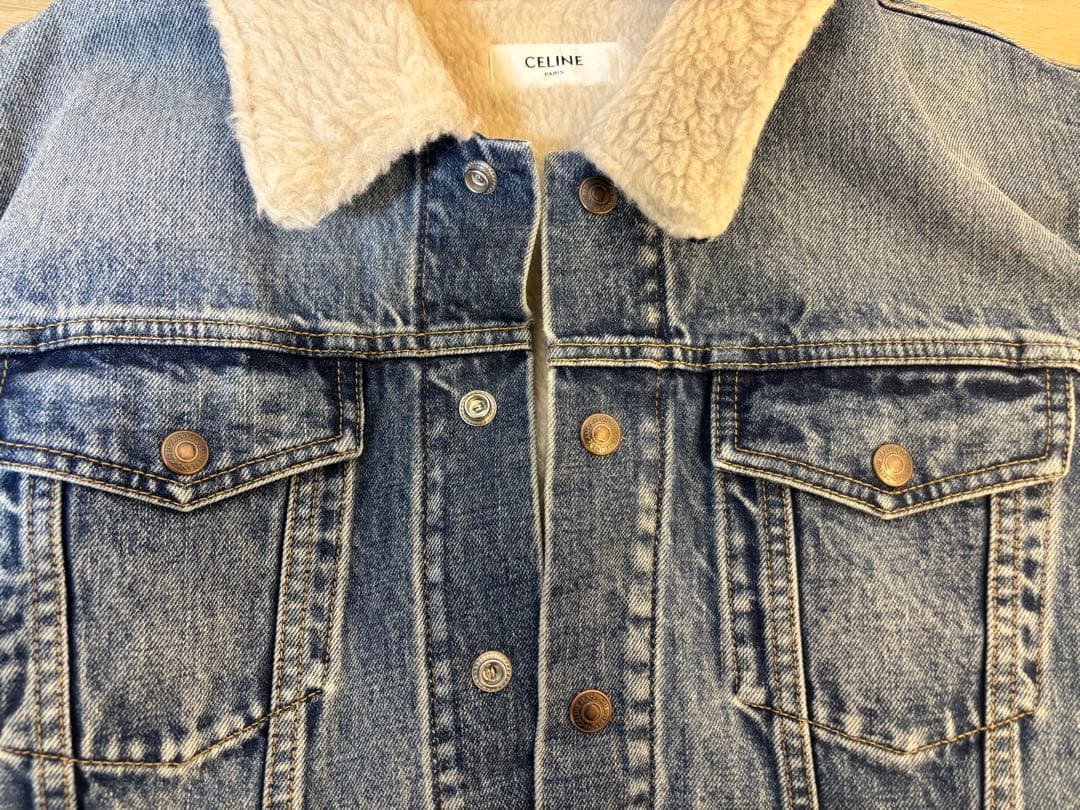 CELINE デニムジャケット 裏地ボア ハンガー付き