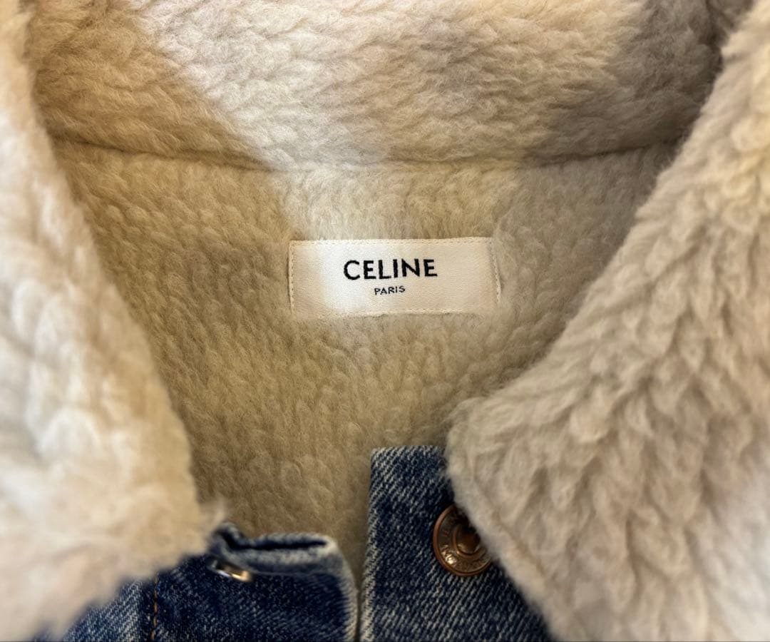 CELINE デニムジャケット 裏地ボア ハンガー付き