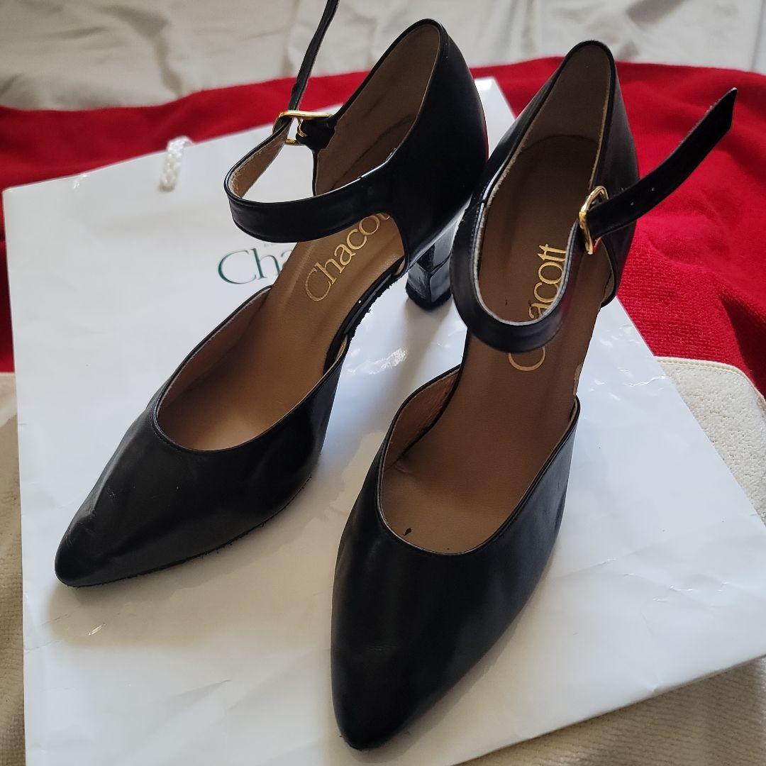 チャコット ダンスシューズ ８㎝ ヒール 23.5㎝ 黒 ポーチ付き