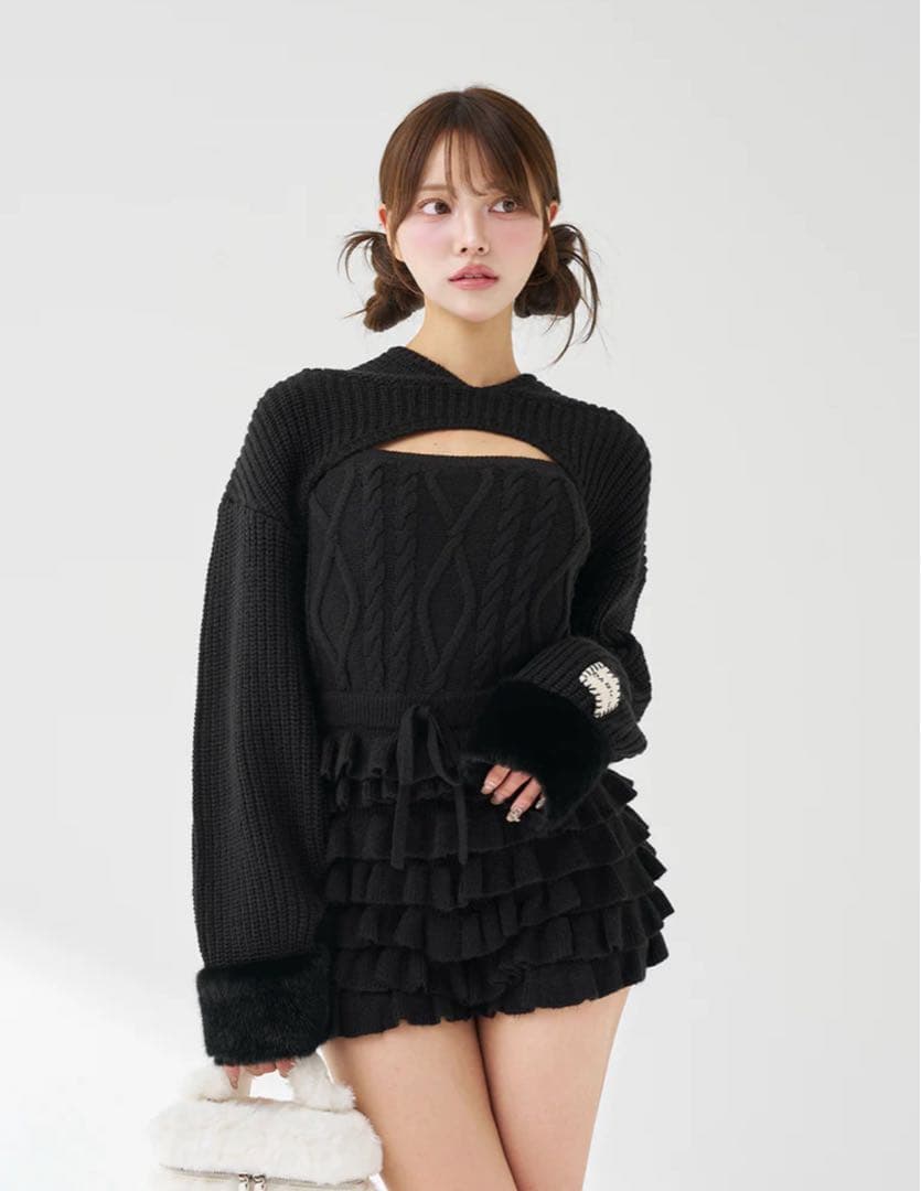 Darich フリルニットコンビネゾン FREE BLK