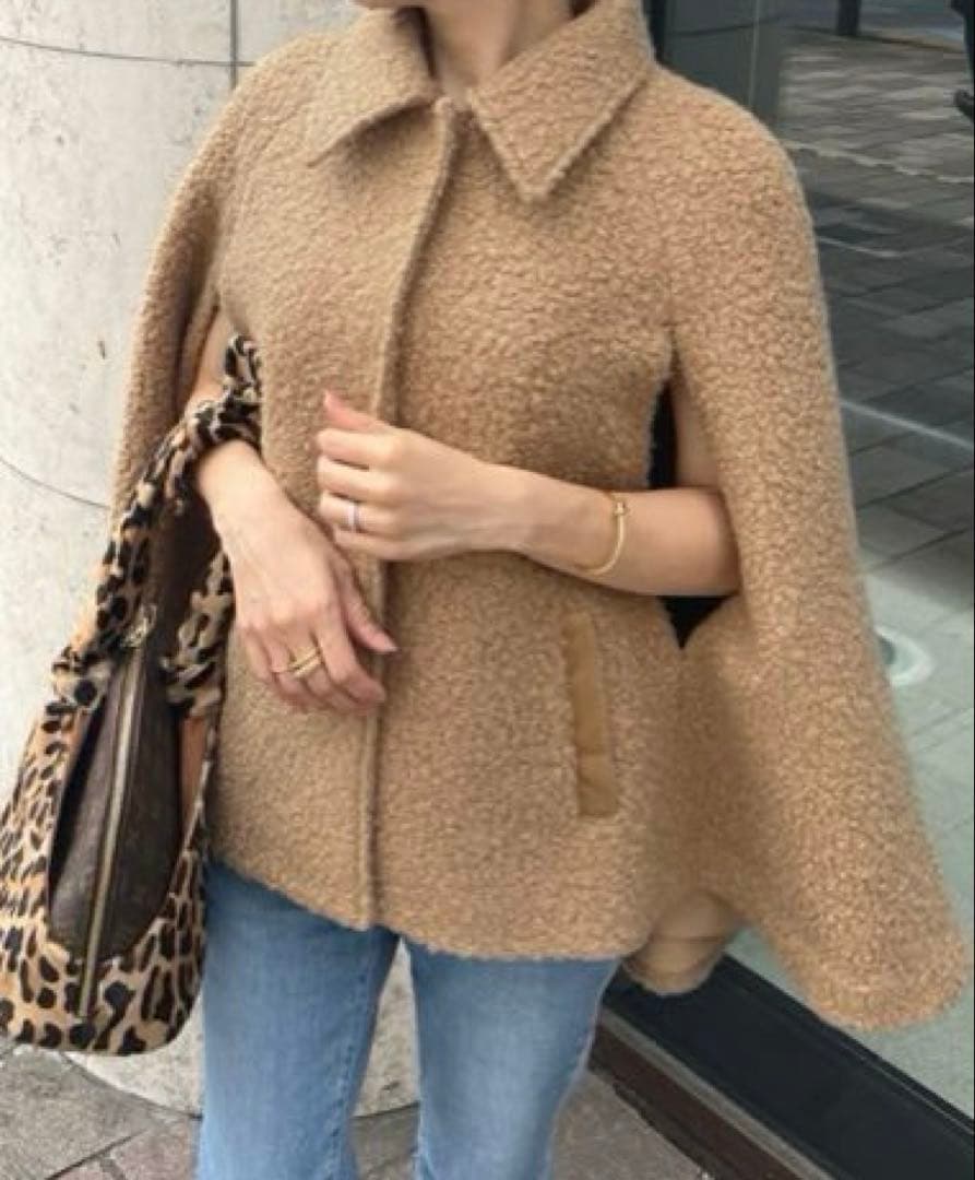 JENNEプードルケープコートMベージュ