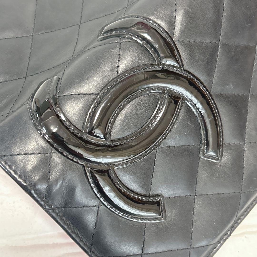 CHANEL 長財布 カンボン ラムスキン ココマーク 黒 ピンク キルティング