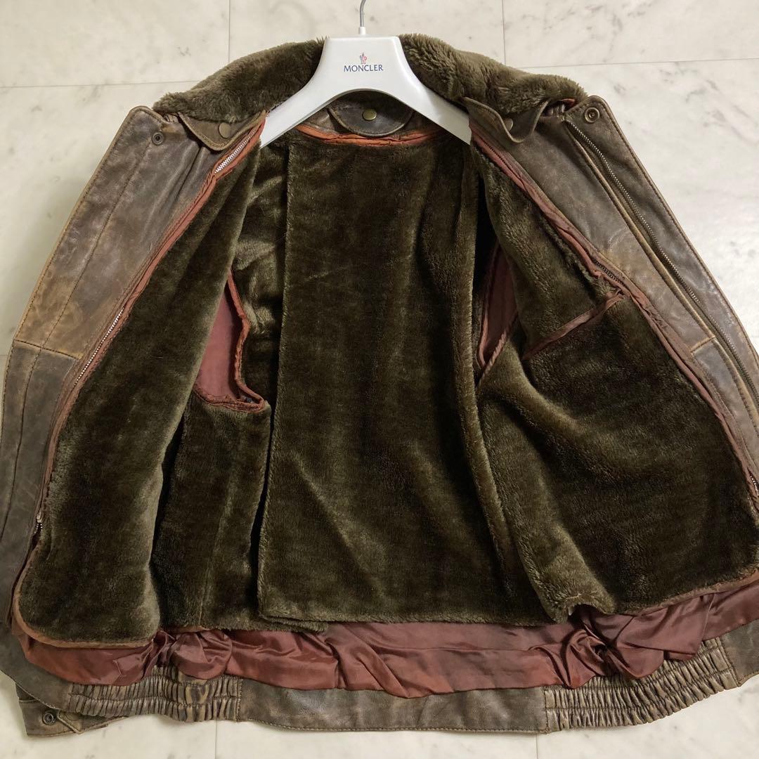 G1 フライトジャケット レザー ジップブルゾン ライナー付き