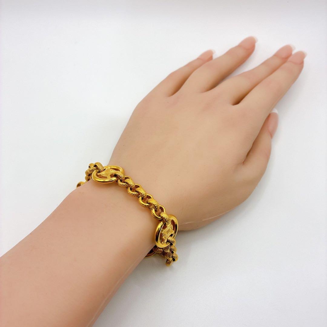 美品✨CELINE トリオンフ ヴィンテージ ブレスレット ゴールド ラウンド