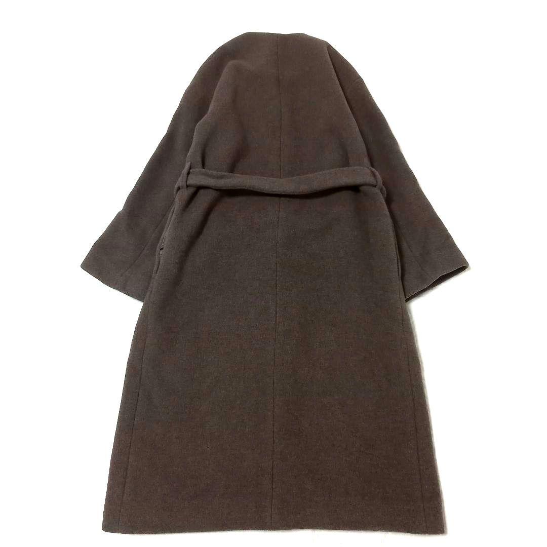 ビューティーアンドユース 高級マンテコ ノーカラーウールコート ベルト付 ロング