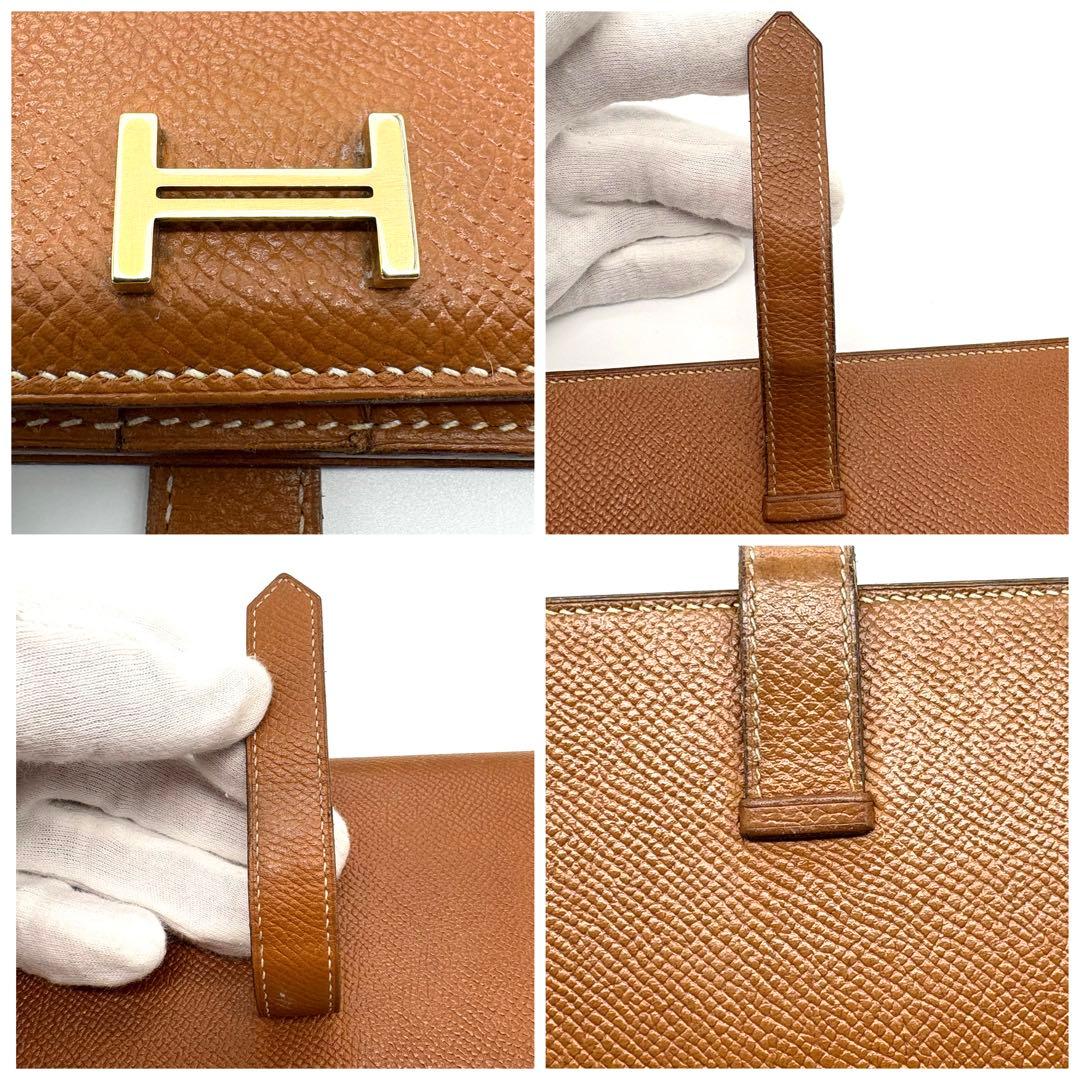HERMES エルメス ベアンスフレ ゴールド 長財布　鑑定済み