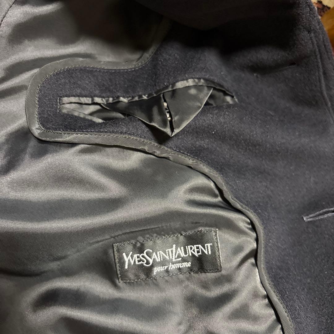 カシミヤ100% YVES SAINT LAURENT ステンカラーコートM相当