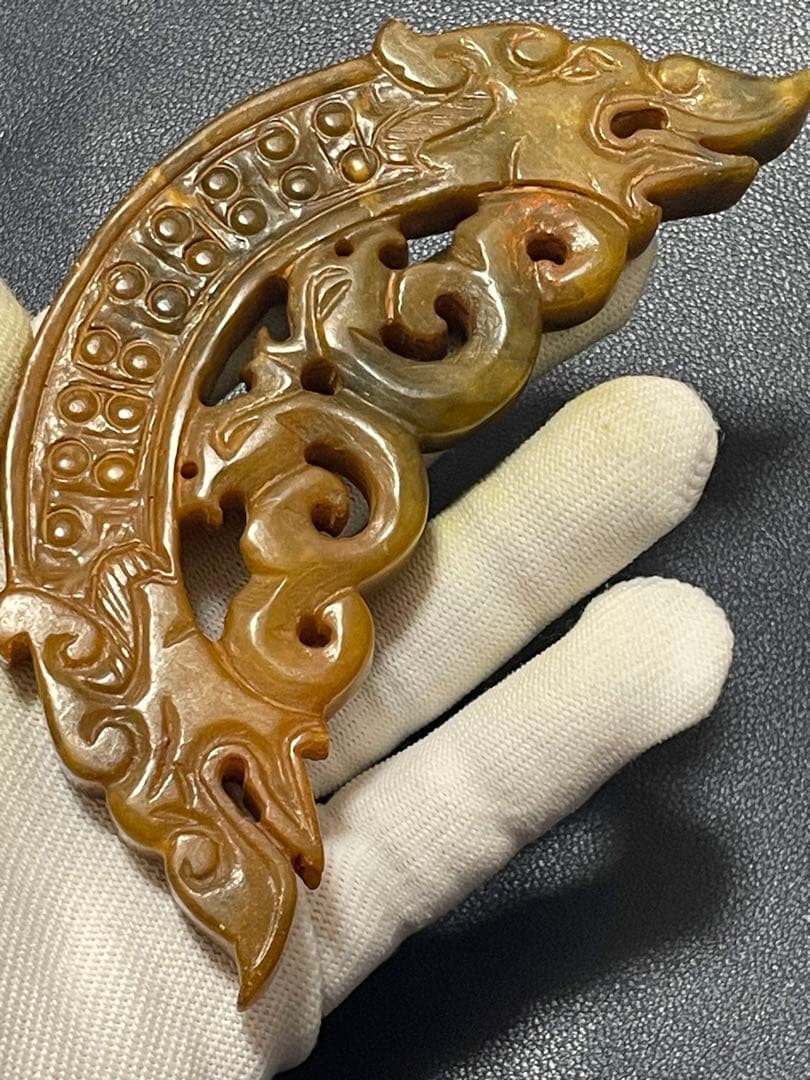 中国古玉 天然石極細工彫刻 風水置物