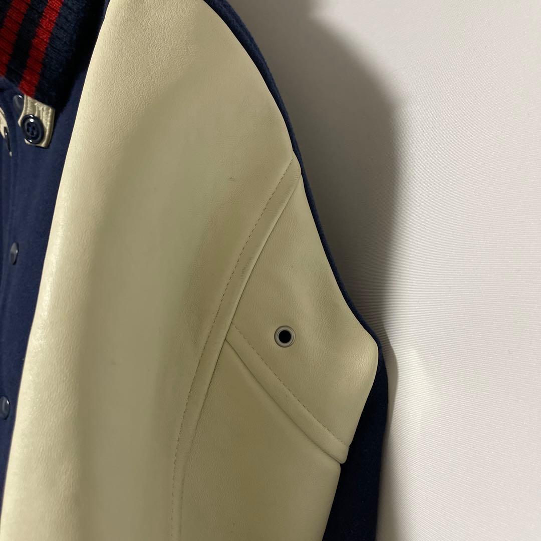 BEAMS ビームス スタジャン ドンキー襟 袖レザー ラムレザー M メンズ