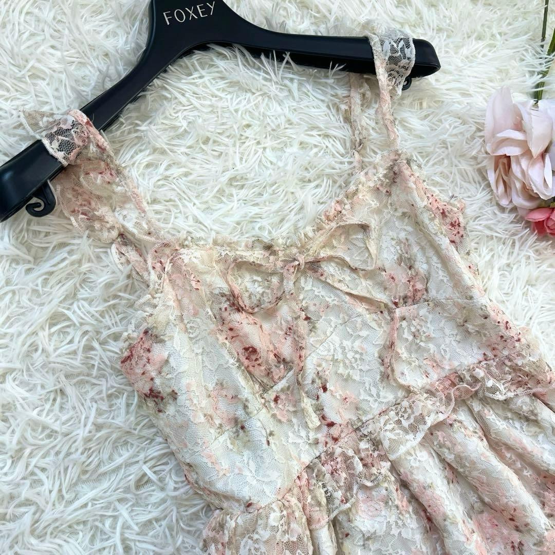 希少✨リズリサ 花柄 ピンク リボン フリル レース キャミ y2k 平成ギャル