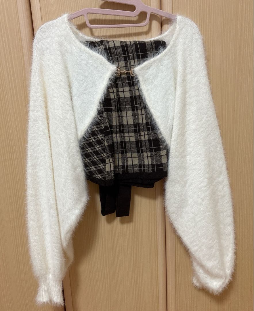 LIP SERVICE フェザーチェックアンサンブルワンピース ブラウン