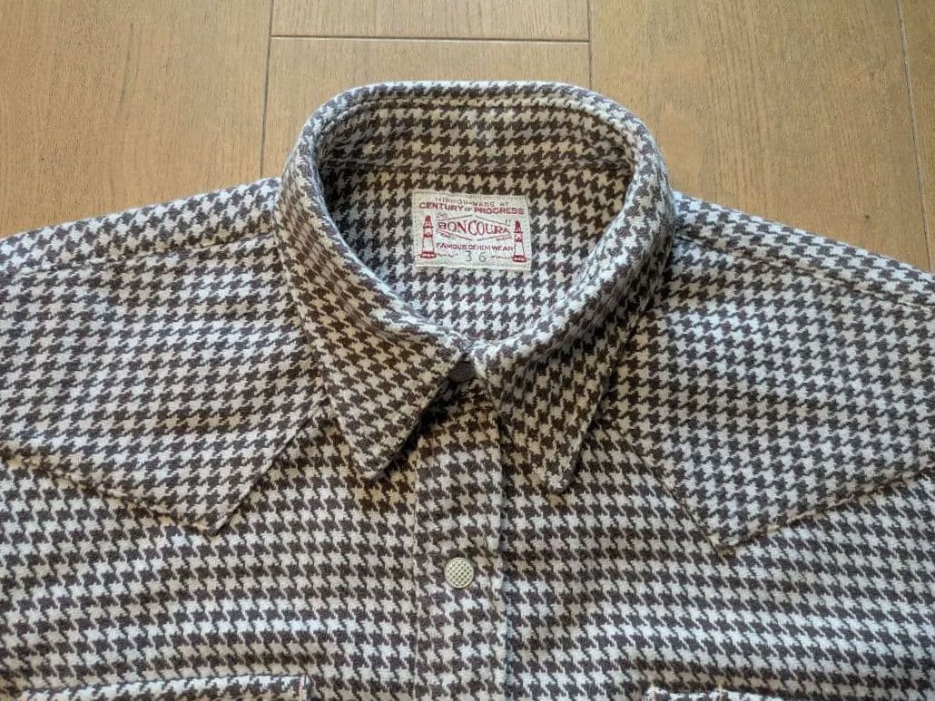Boncoura ハウンドトゥースネルシャツ 36