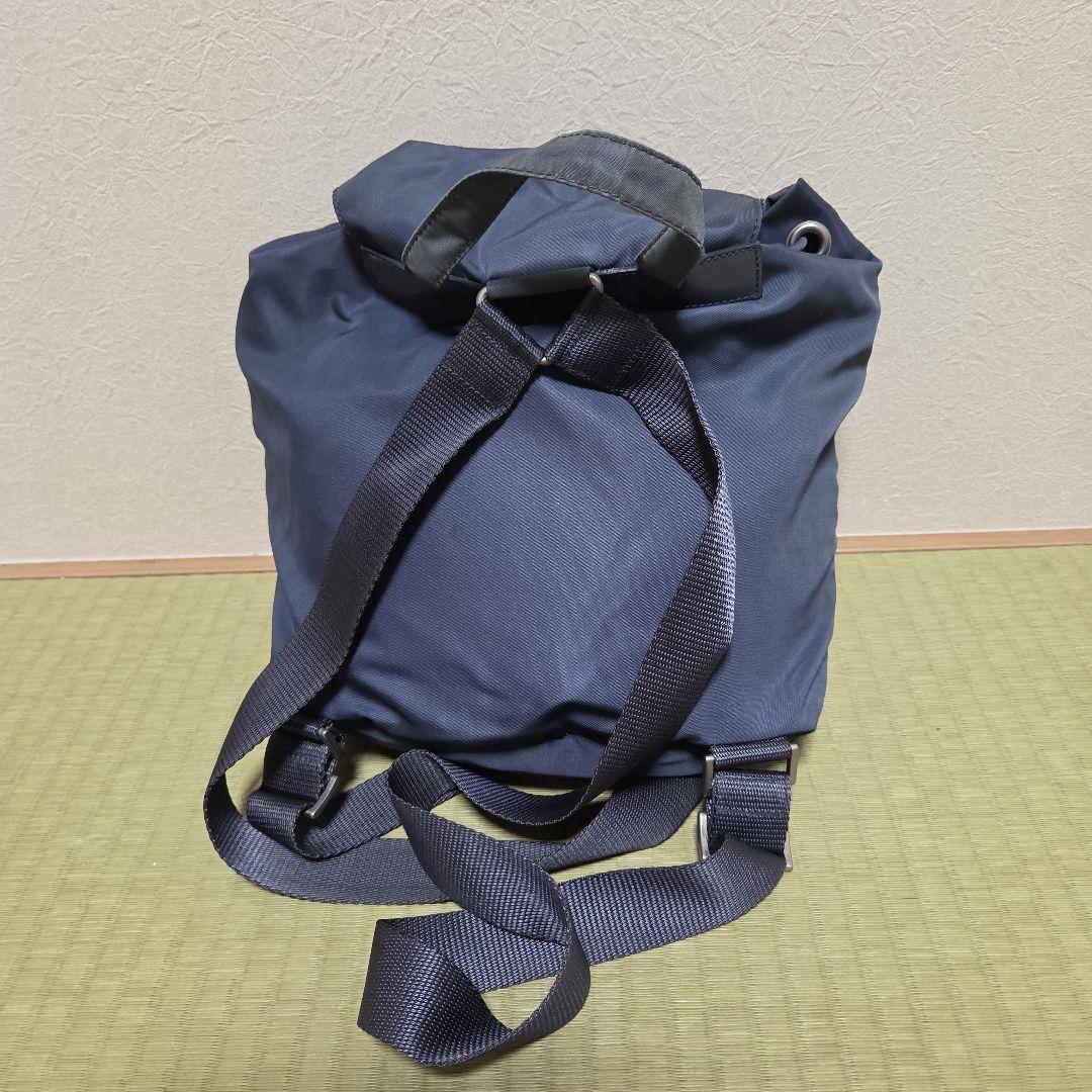 【美品】プラダ PRADA ミニリュック ナイロン レザー 三角ロゴ 紺色
