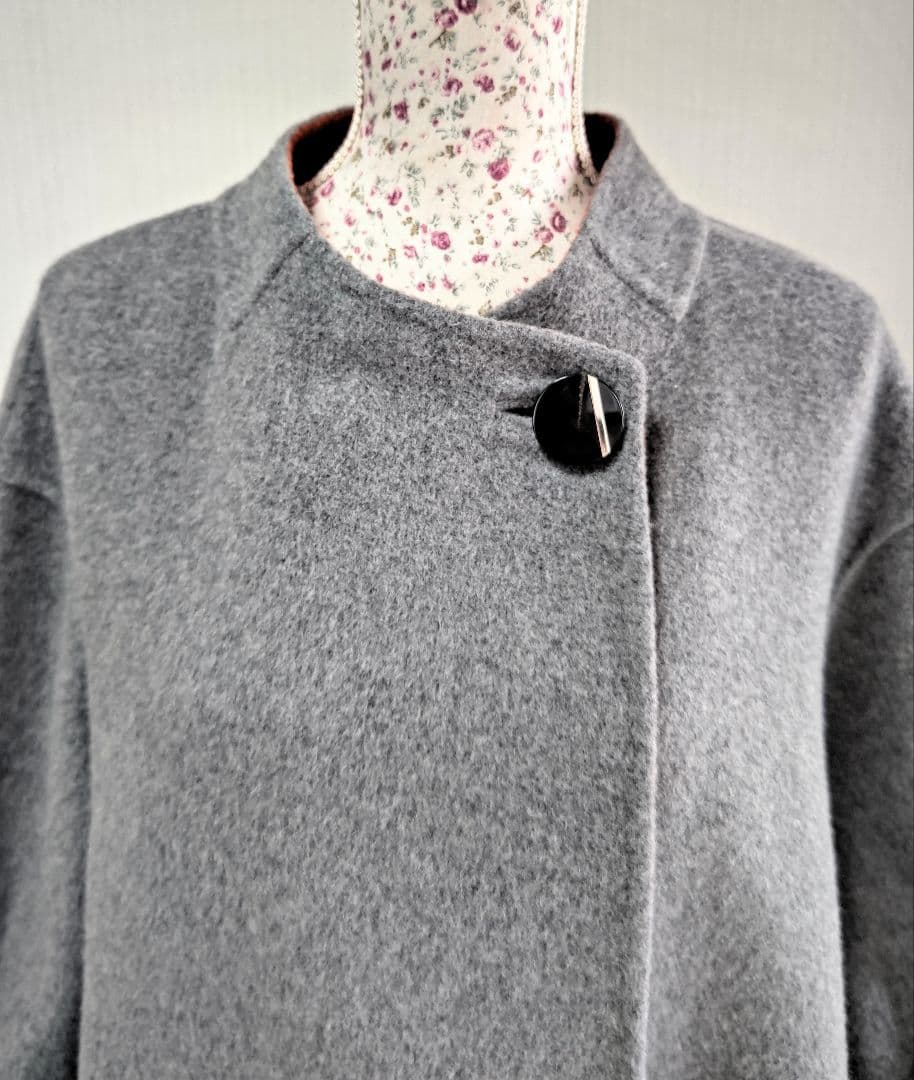 アドーア 2TONE カシミヤ混 リバー ダブルフェイスコート　グレー×オレンジ