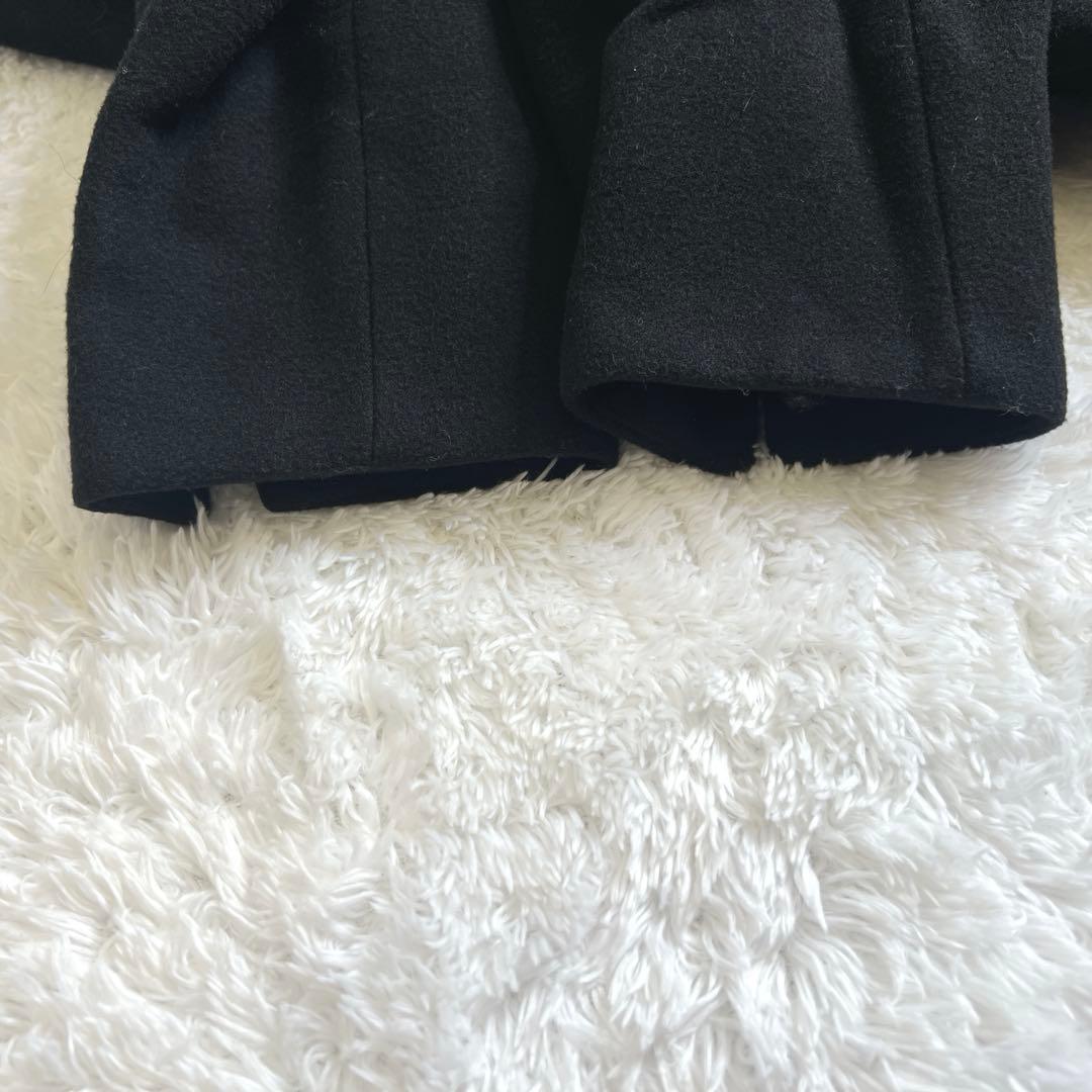 新品✨アルファキュービック レディース ノーカラー ロングコート 黒 リボン