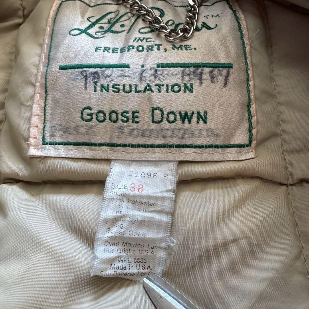 70sUSA製筆記体L.L.BeanエルエルビーンダウンボアコートベージュM38