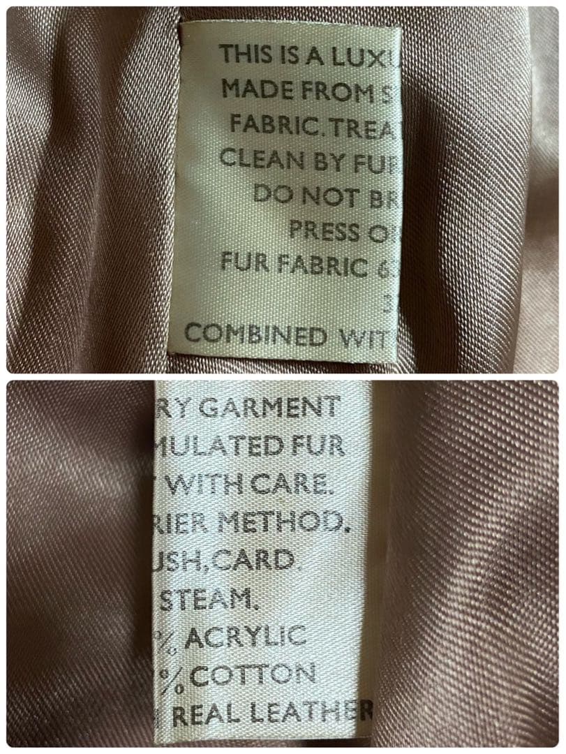 リアルレザー ファー コート 腰紐 ベージュ S相当