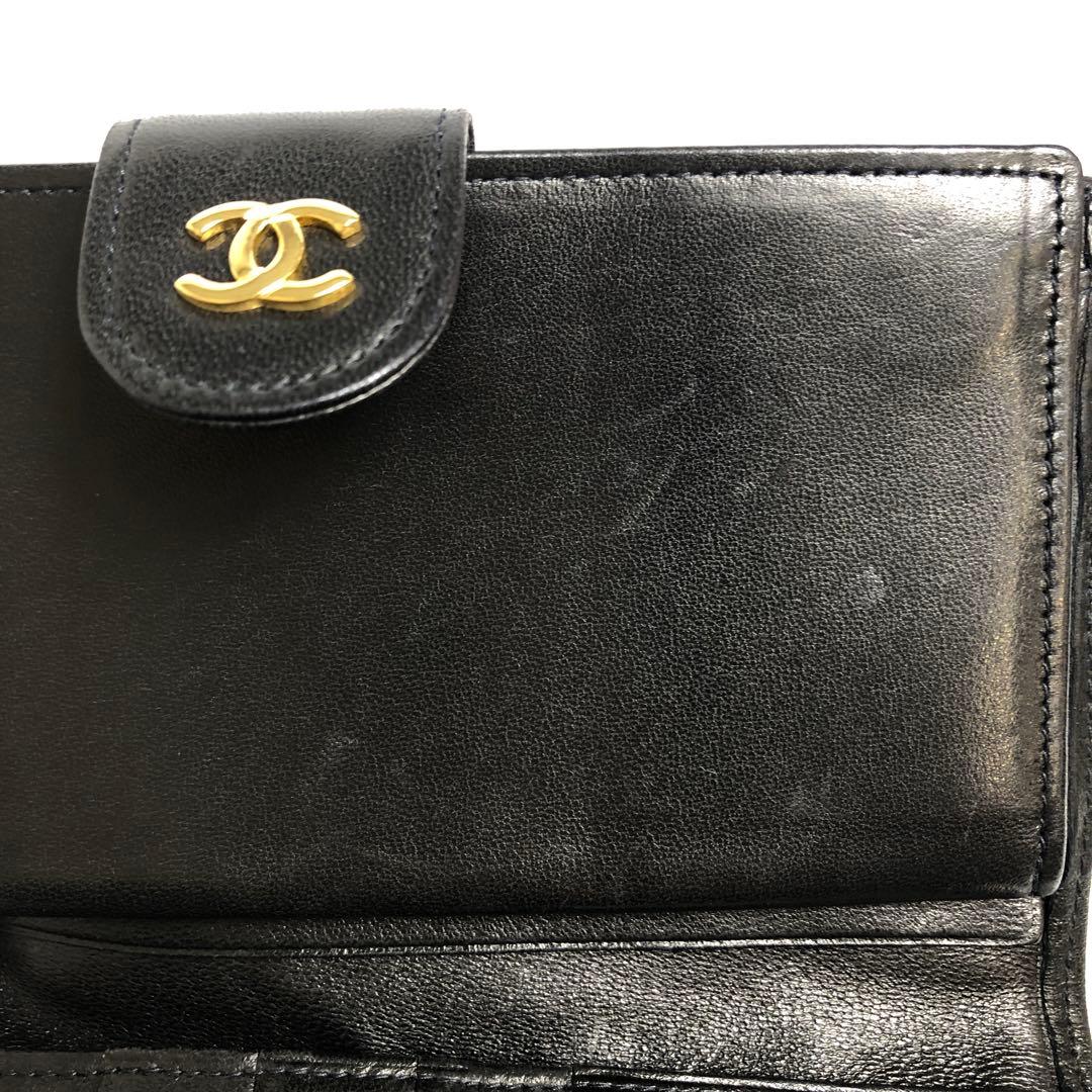 美品】☆8F139 シャネル ビコローレ 二つ折り財布 ココマーク ブラック