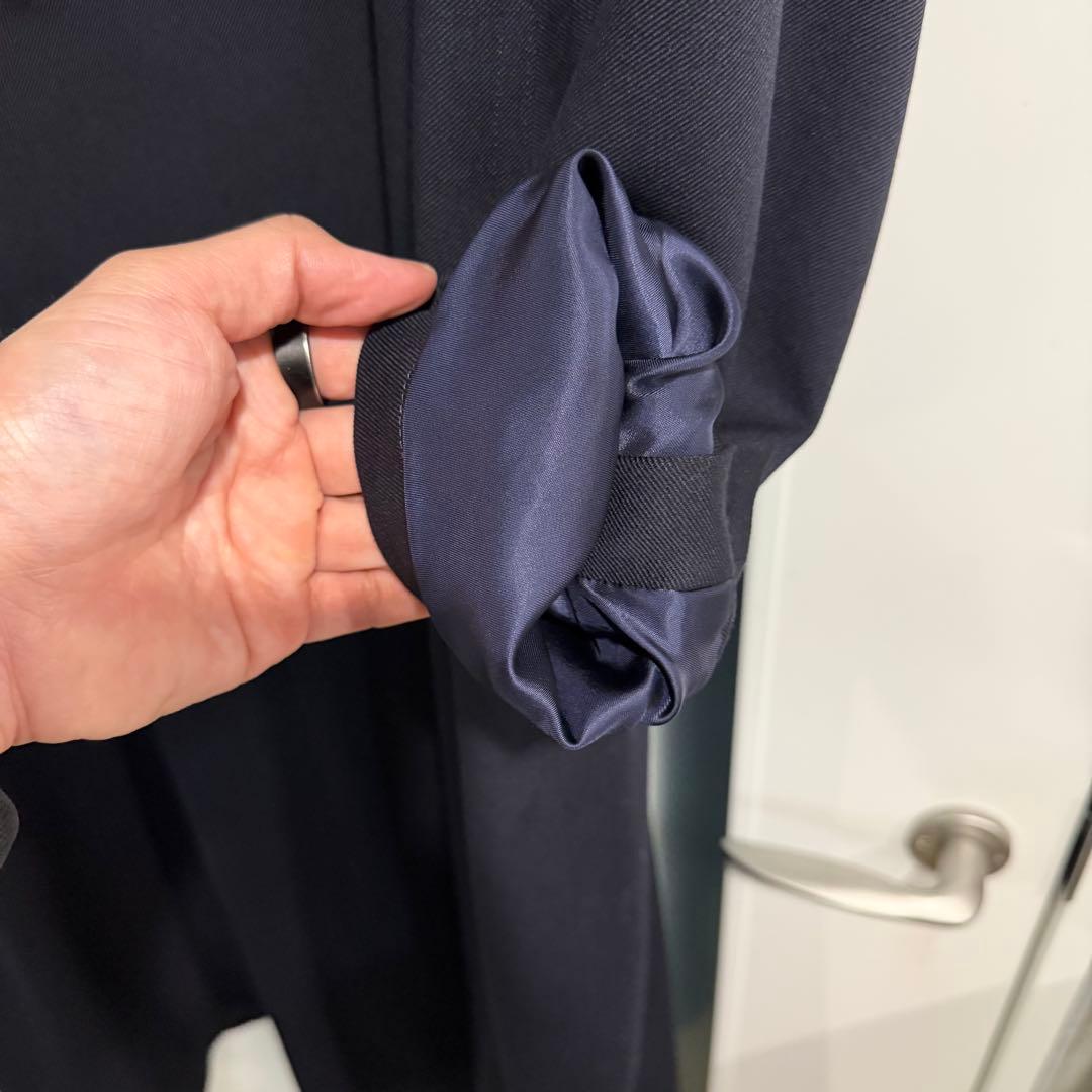 CABaN ウールギャバジン スタンドカラーコート ネイビー S