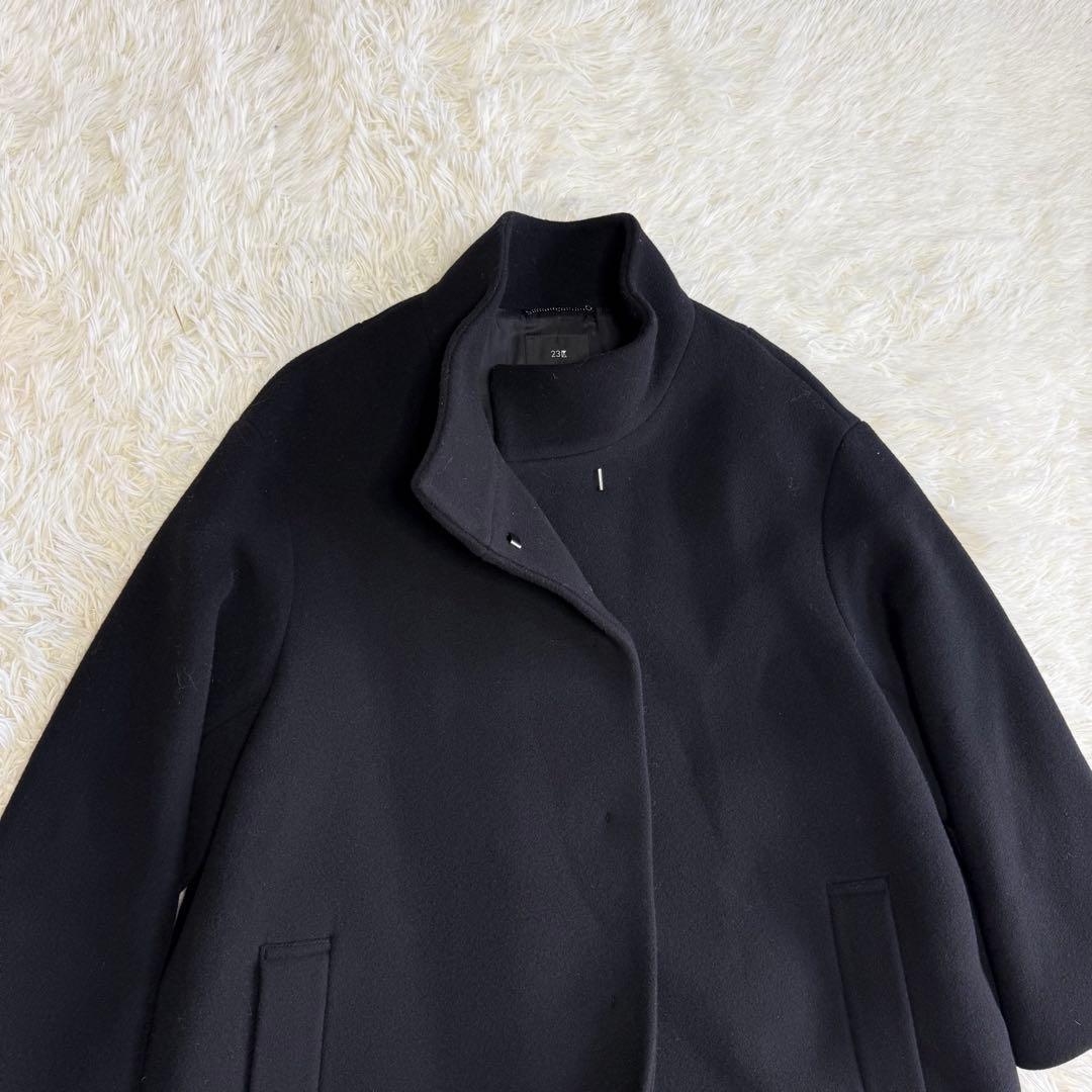 【23区】美品 ウールコート ロング ブラック 48サイズ レディース