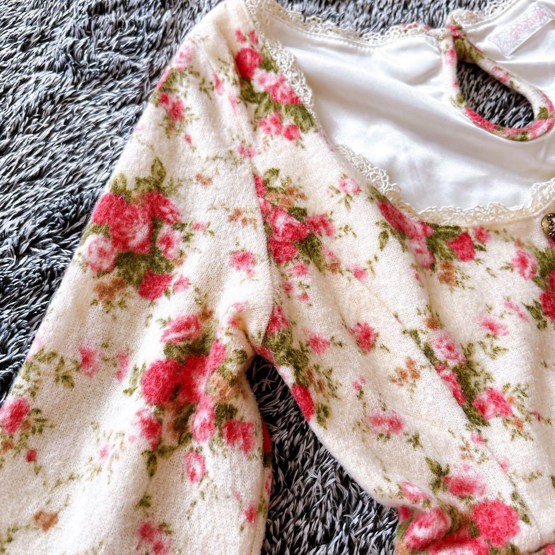 ✨美品✨LIZ LISA 起毛ニットワンピース 花柄 レース リボン Y2K