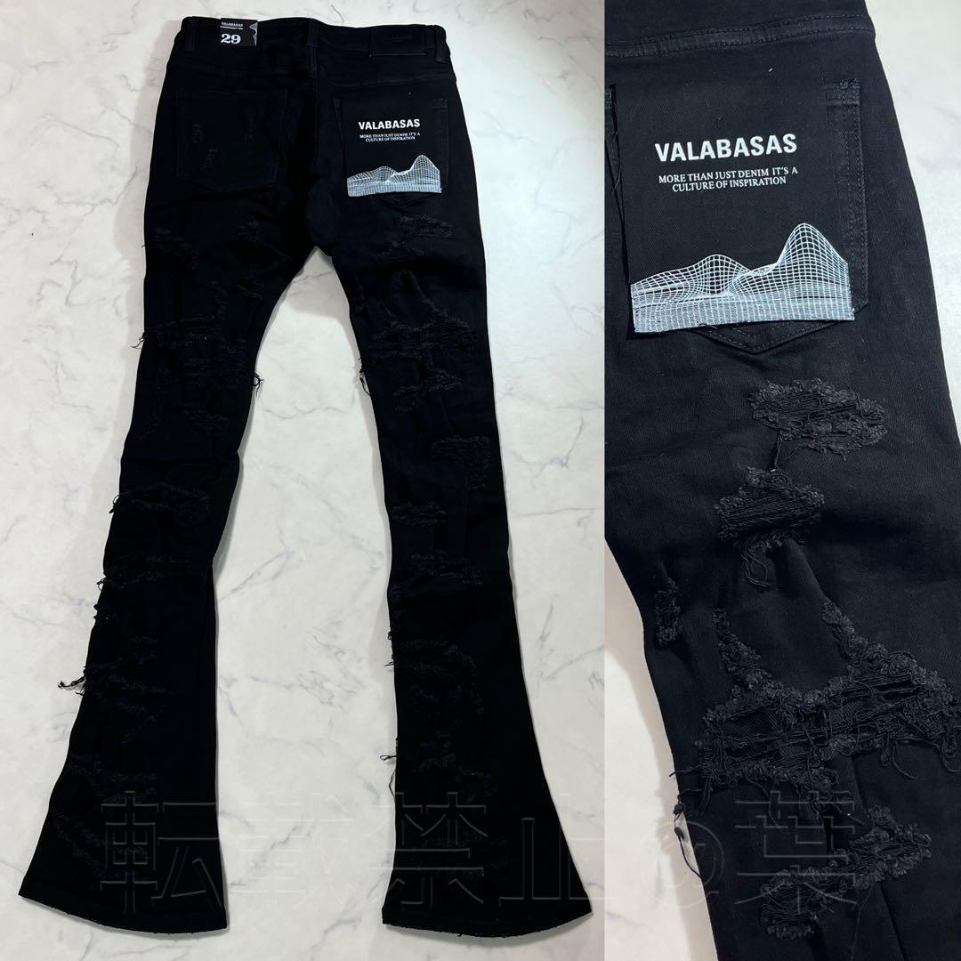 valabasas バラバサス クラッシュスキニーフレアデニム ブラック 29