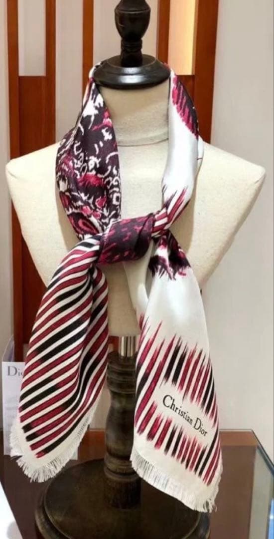 natsu☆　Dior トワルドゥジュイ柄 高級シルクスカーフ 新品