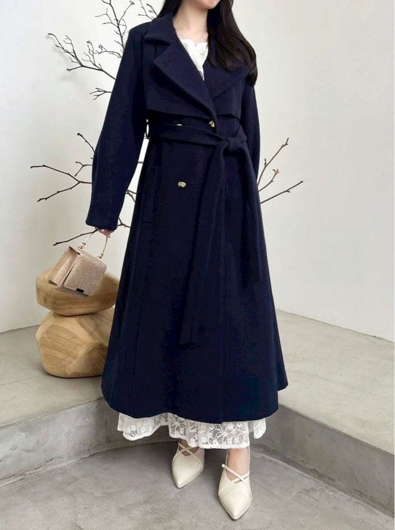 dazzlin 2wayカラーレディコート　ネイビー　M