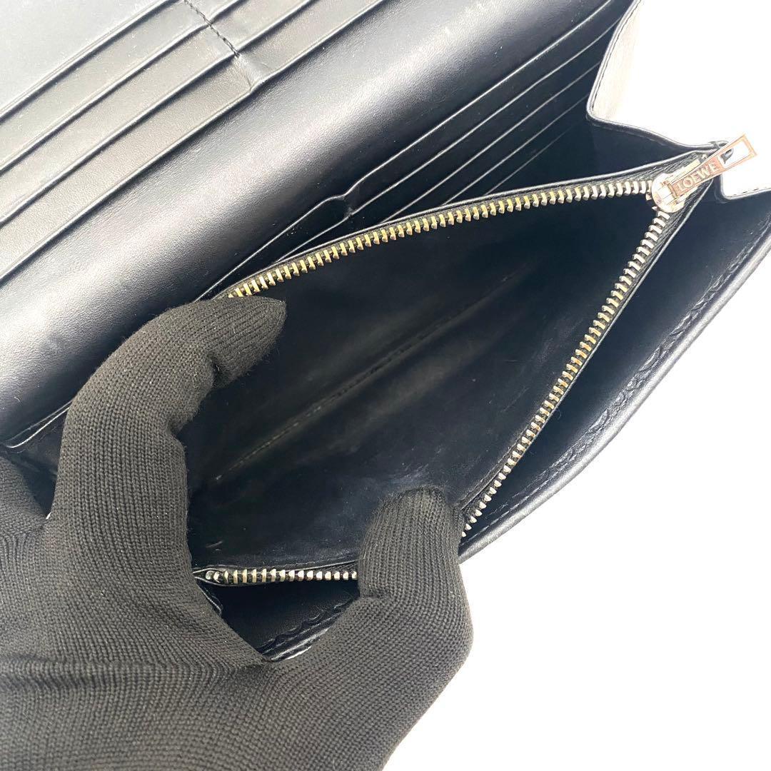 LOEWE ロエベ リピート アナグラム フラップ 長財布 ブラック ネイビー